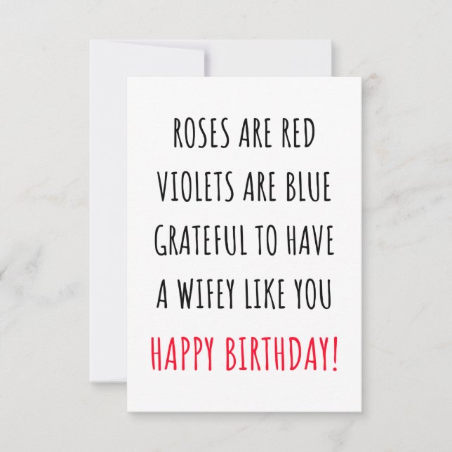 Cute romantic happy birthday card for her, wife  (Front)