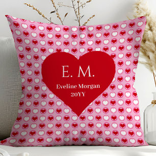 Cute Romantic Heart Design Personalized Valentine  Throw Pillow