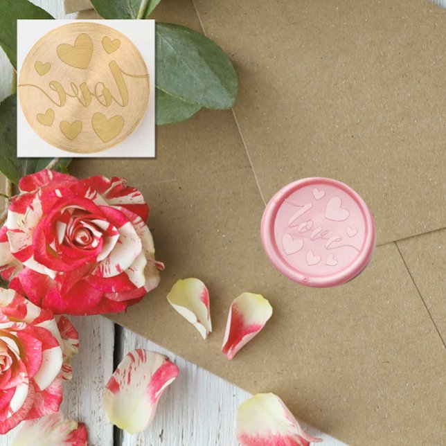 Cute Romantic Hearts Calligraphy Love Wedding Wax Seal Stamp (Creator Uploaded)