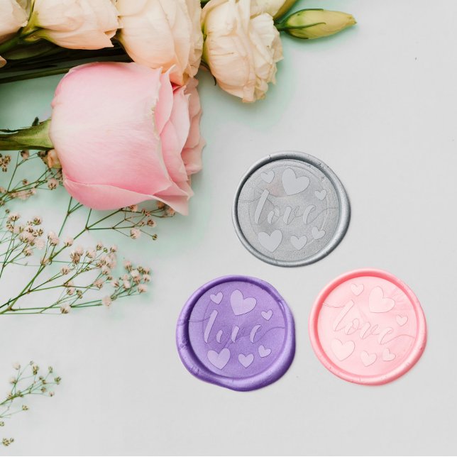 Cute Romantic Hearts Calligraphy Love Wedding Wax Seal Sticker (Creator Uploaded)