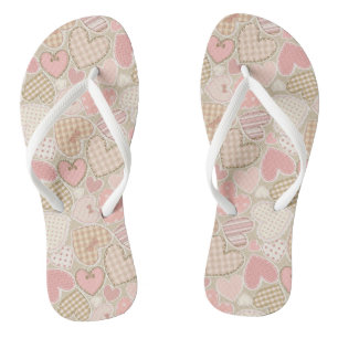 Cute Romantic Hearts Pattern Flip Flops