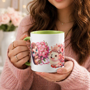 Cute Romantic Hedgehog Espresso Cup – Floral Coup
