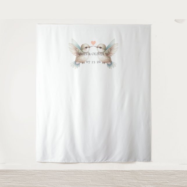 Cute Romantic Hummingbird Wedding Backdrop (Front)