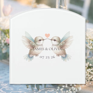 Cute Romantic Hummingbird Wedding Door Sign