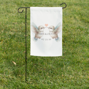 Cute Romantic Hummingbird Wedding Sign Garden Flag