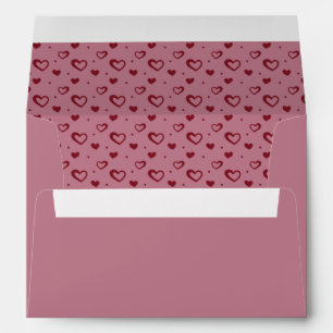 Cute romantic little hearts burgundy pink envelope