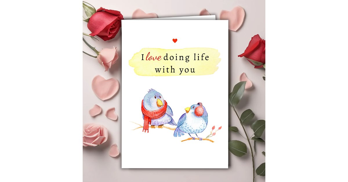 Cute Romantic Love Birds Valentine's Day Card | Zazzle
