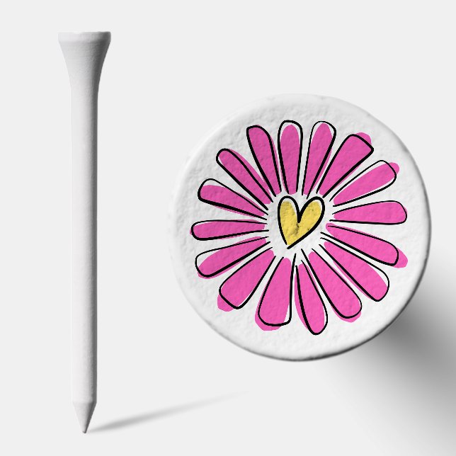 Cute Romantic Love Heart Pink Daisy Girly Golf Tees (Combo)