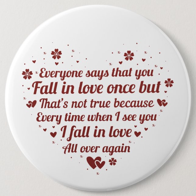 cute romantic love poem memory button (Front)