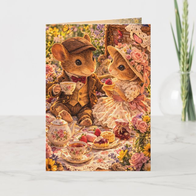 Cute Romantic Mouse Couple Love Greeting Card (Front)