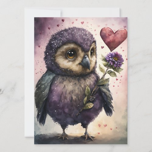 Cute Romantic Owl Valentines Day Card