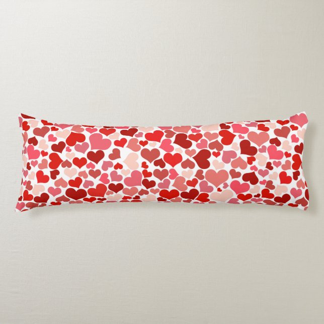 Cute Romantic Pink Red Hearts Bedding Body Pillow (Front)