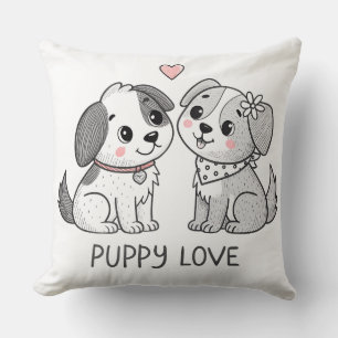 Cute Romantic Puppy Love Valentine Throw Pillow