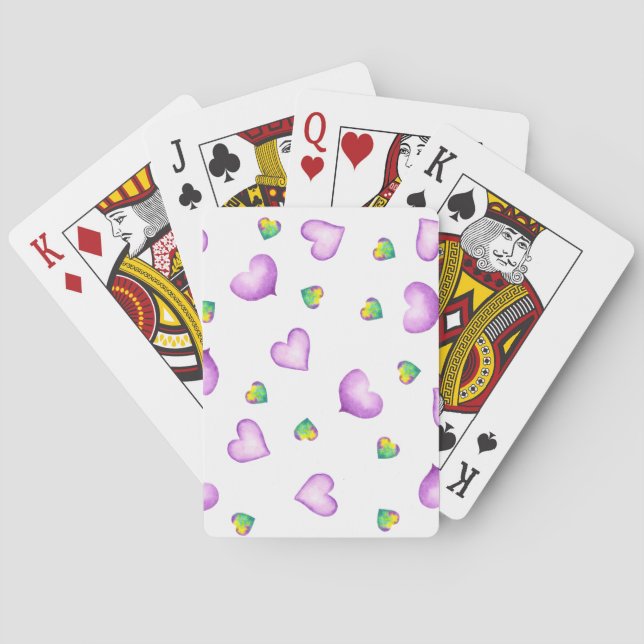 Cute Romantic  Purple Heart Valentine's Day  Poker Cards (Back)
