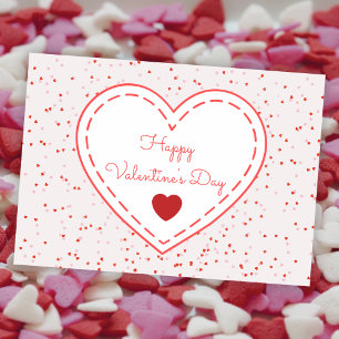 Cute Romantic Red Love Heart Happy Valentines Day Holiday Card