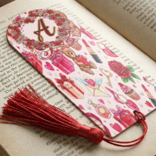 Cute Romantic Red & Pink Watercolor Love Pattern Bookmarks