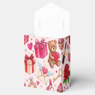 Cute Romantic Red & Pink Watercolor Love Pattern Favor Boxes