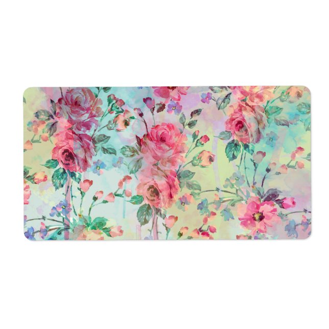 Cute romantic roses floral paint watercolors label (Front)