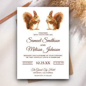 Cute Romantic Squirrels Wedding Invitation
