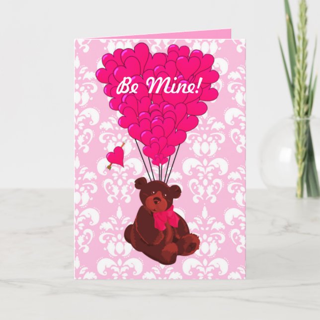 Cute romantic  teddy bear valentines day holiday card (Front)