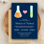 Cute Romantic Test tubes Kawaii Wedding Invitation<br><div class="desc">Amaze your guests with this cool wedding invitation featuring cute test tubes with modern typography against a blue background. Simply add your event details on this easy-to-use template to make it a one-of-a-kind invitation. Flip the card over to reveal a blue and white stripes pattern on the back of the...</div>