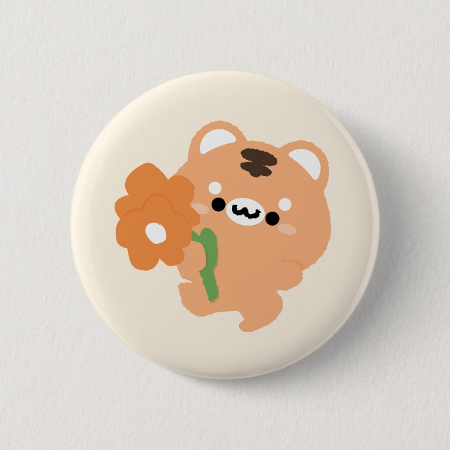 Cute Romantic Tiger Button (Front)