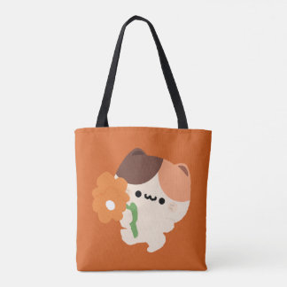 Cute Romantic Tortie Cat Tote Bag