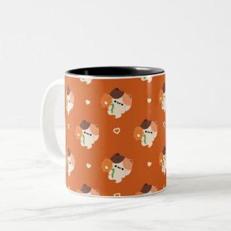 Cute Romantic Tortie Cat Two-Tone Coffee Mug