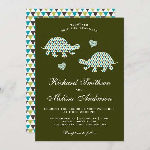 Cute Romantic Turtles Wedding Invitation
