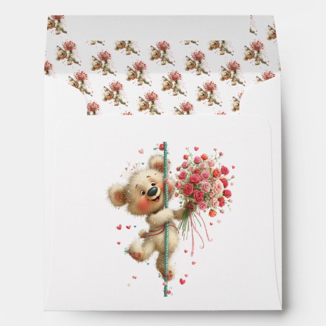 Cute Romantic Valentine Greeting with Teddy Bear  Envelope (Back (Bottom))