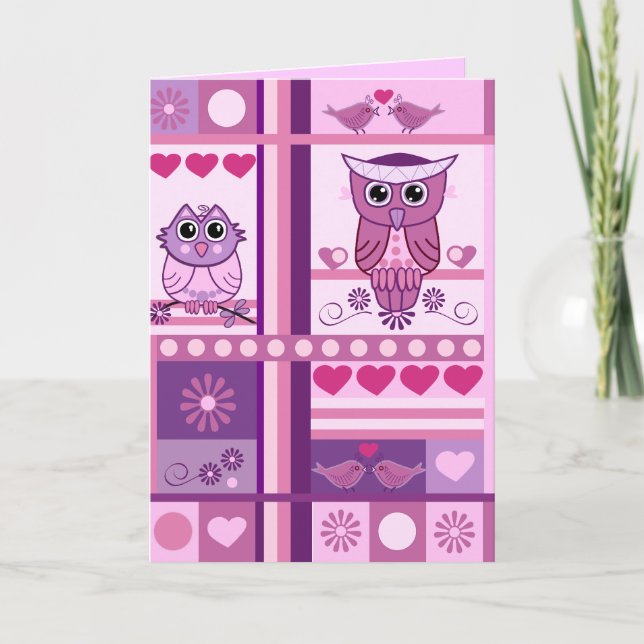 Cute romantic Valentine's day card with birds (Front)