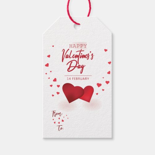 Cute romantic Valentines Day love red hearts Gift Tags