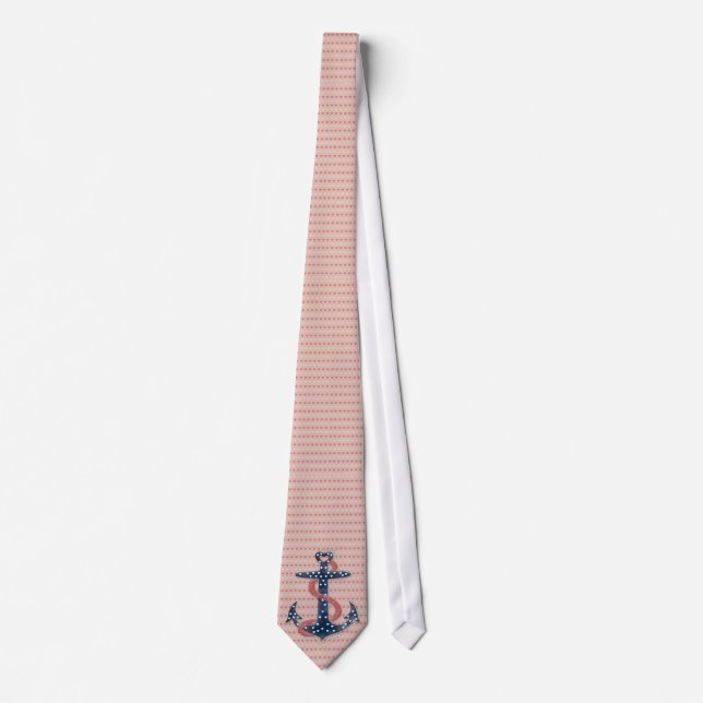 Cute romantic valentines hearts anchor tie (Front)