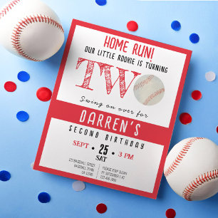 Cute Rookie Baseball Budget 2nd Birthday Invite