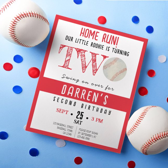 Cute Rookie Baseball Budget 2nd Birthday Invite (Creator Uploaded)