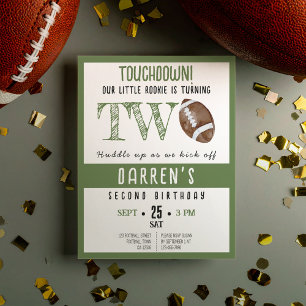 Cute Rookie Football Budget 2nd Birthday Invite