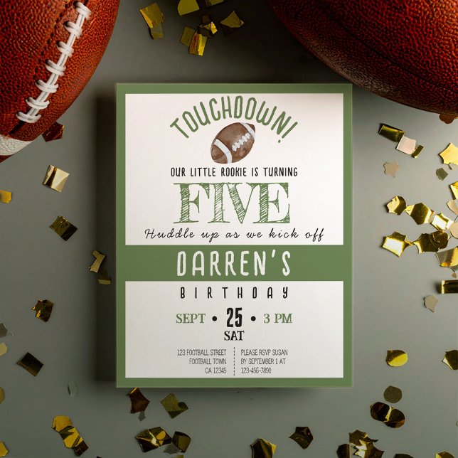 Cute Rookie Football Budget Birthday Invite (Creator Uploaded)