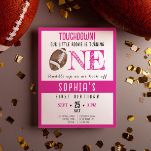 Cute Rookie Football Budget Girl 1st Birthday