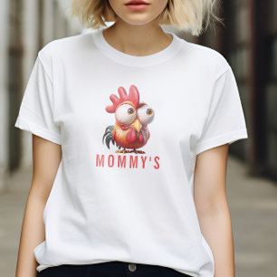 Cute Rooster Caricatures 3rd Birthday Party T-Shirt