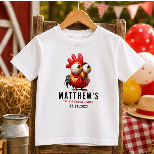 Cute Rooster Caricatures 3rd Birthday Party Toddler T-shirt