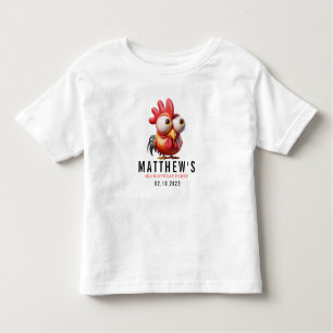 Cute Rooster Caricatures 3rd Birthday Party Toddler T-shirt