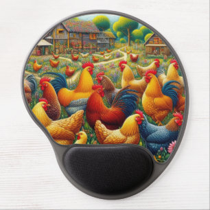 Cute rooster chicken lovers gel mouse pad