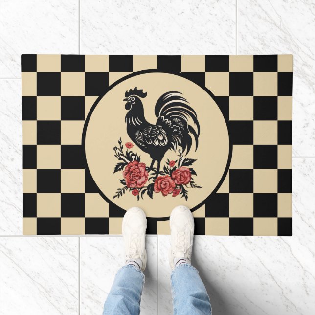 Cute rooster lovers Country kitchen  Doormat (Indoor)