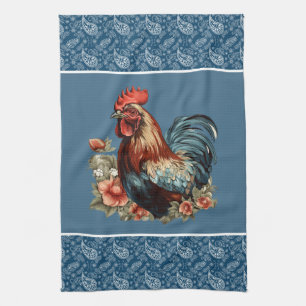 Cute rooster lovers Country kitchen Towel