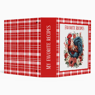 Cute rooster lovers favorite recipes 3 ring binder