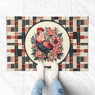 Cute rooster lovers kitchen doormat
