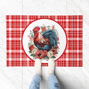 Cute rooster lovers kitchen doormat