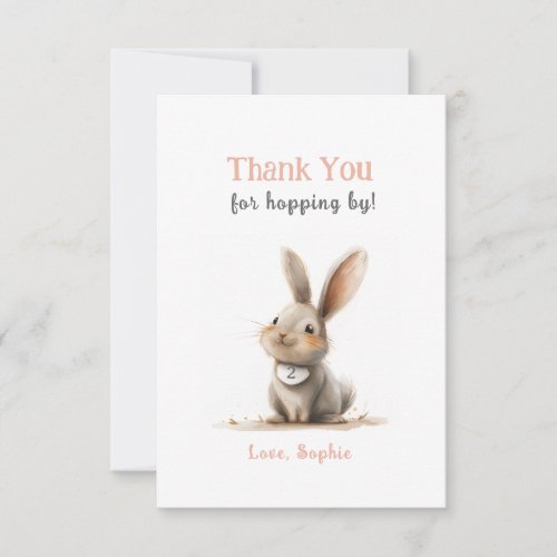 Cute Rose Bunny Birthday Thank You Cards