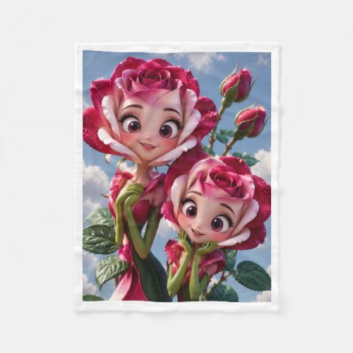Cute Rose Characters Blanket