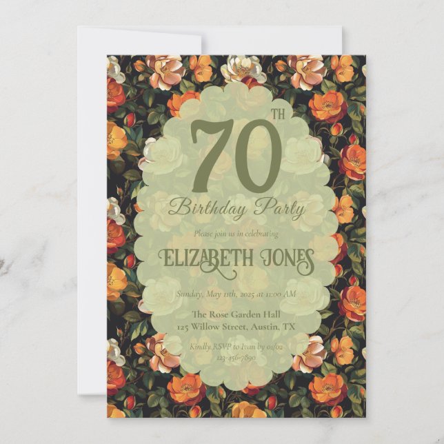 Cute Rose Flower Boho Birthday Invitation (Front)